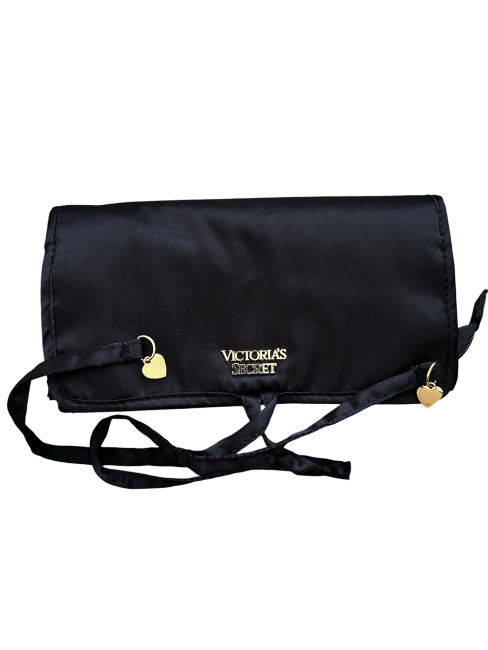 Victoria's Secret Black Satin Travel Jewelry Roll